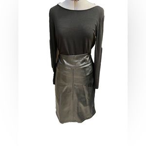 Express Faux Leather Black Skirt With Flattering Yolk Waist Worn Once
